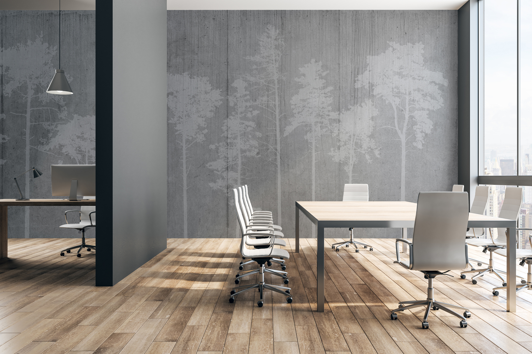 Concrete forest office wallpaper wallcovering